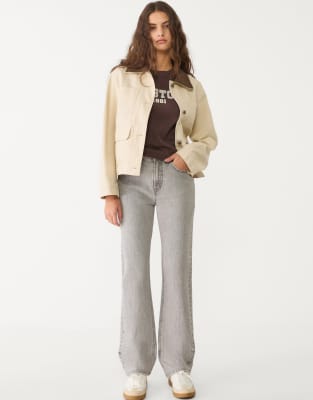 Stradivarius – D98 – Jeans in Blau überfärbt im Vintage-Stil mit geradem Beinschnitt - view 1