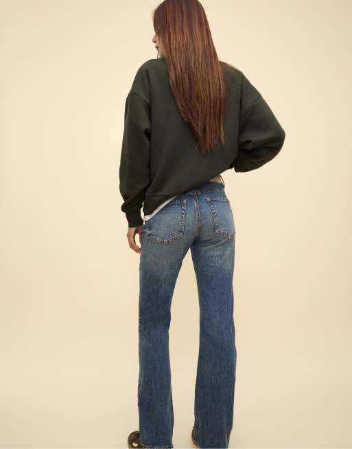Stradivarius - D98 - Jeans met rechte pijpen en vintage effect in medium denim met wassing, 2 van 4