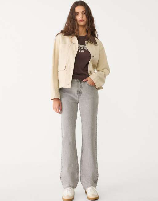 Stradivarius - D98 - Jeans met rechte pijpen en vintage effect in overdyed blauw