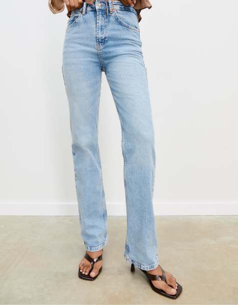 Stradivarius – D98 – Ljusblå jeans med raka ben och vintageeffekt - view 1