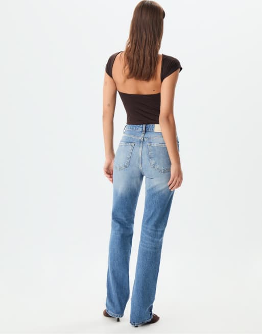 Stradivarius – D98 - Naturvita jeans med raka ben med vintage effekt, 4 av 4