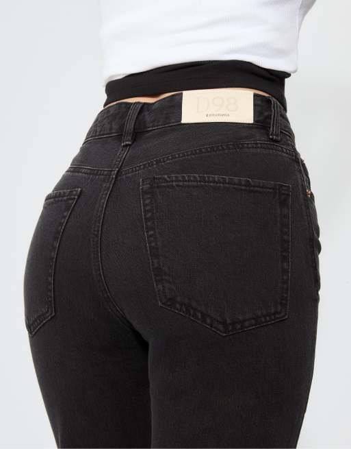 Stradivarius – D98 – Svarta, tvättade jeans med raka ben, 4 av 4