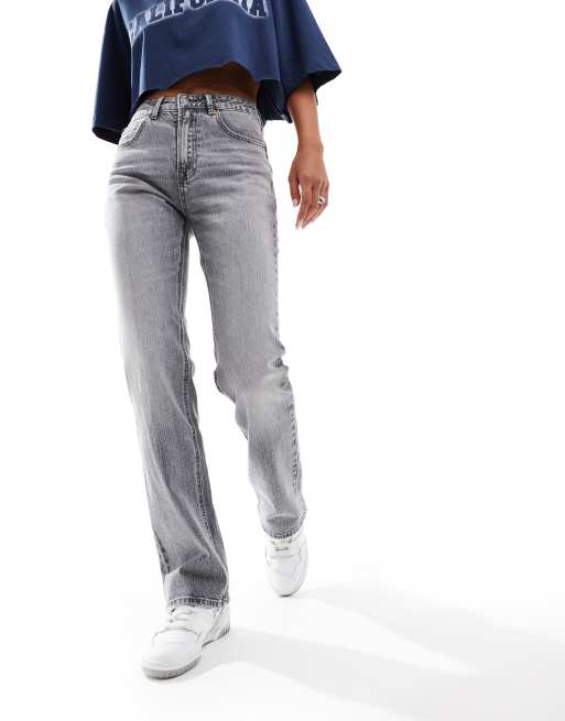 Stradivarius – D98 – Szare jeansy z prostymi nogawkami