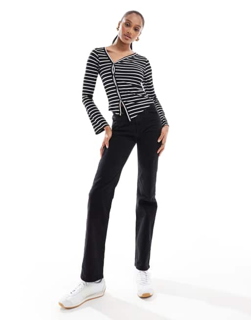 Stradivarius - D98 - Tall - Jeans met rechte pijpen in zwart
