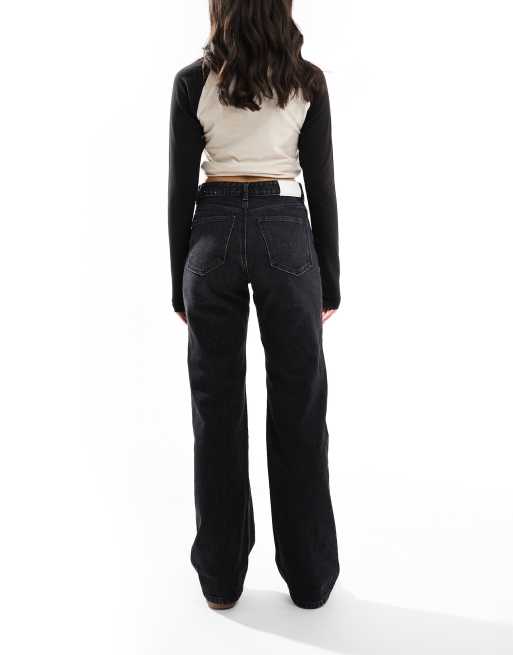 Stradivarius - Dad jeans a fondo ampio lavaggio nero , 2 di 5