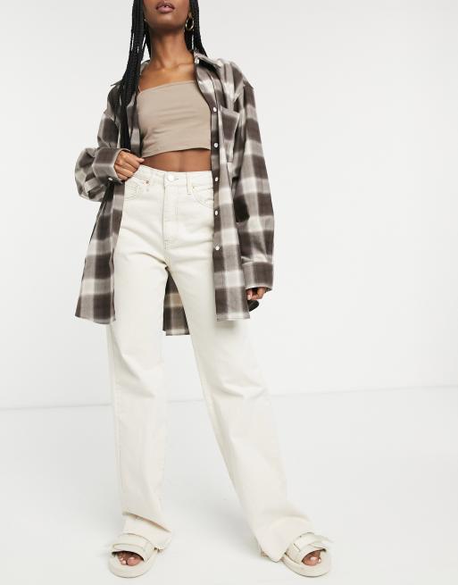 Stradivarius - Dad jeans anni '90 color écru, 4 di 4