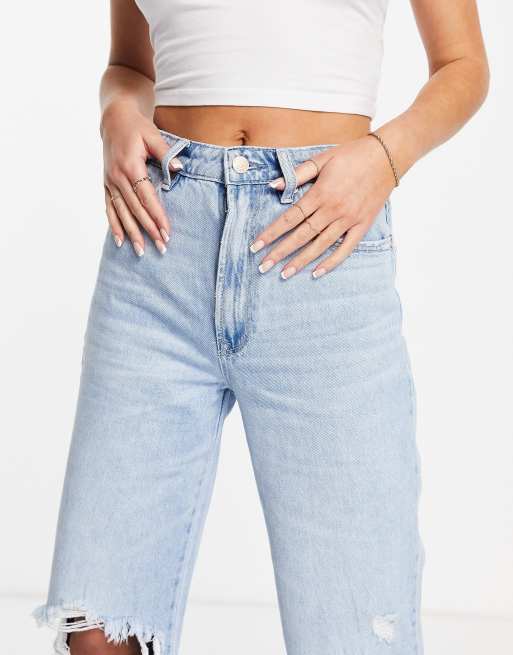 Stradivarius - Dad jeans anni '90 lavaggio chiaro con strappi, 3 di 4