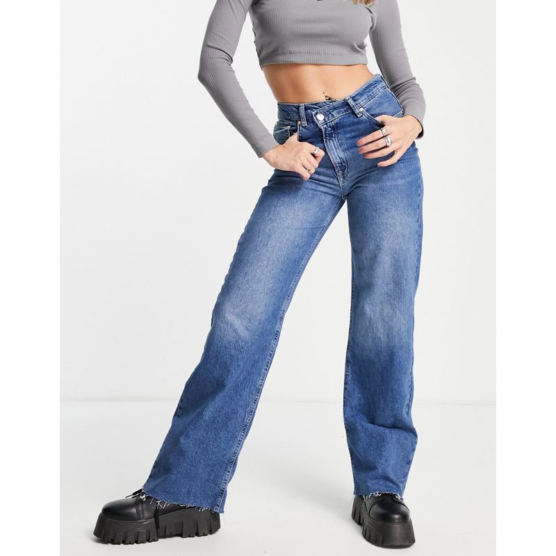 Jeans Donna Stradivarius - Dad jeans con vita a due altezze lavaggio scuro