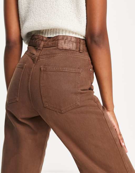 Stradivarius - Dad jeans in jaren 90-stijl in chocoladebruin, 3 van 4