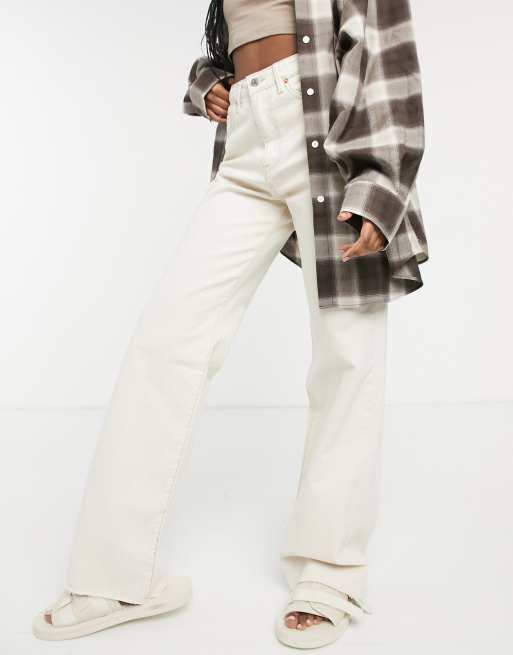 Stradivarius - Dad jeans in jaren 90-stijl in ecru
