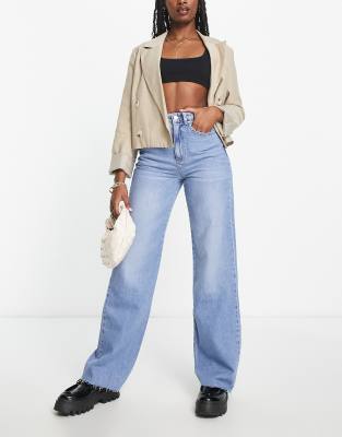 Stradivarius - Dad-Jeans in Vintageblau im 90er-Stil