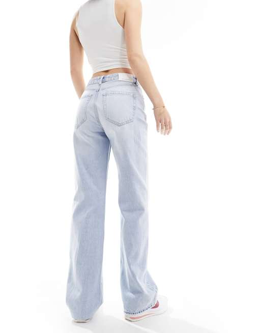 Stradivarius - Dad jeans met wijde pijpen en scheur in lichte wassing blauw , 3 van 5