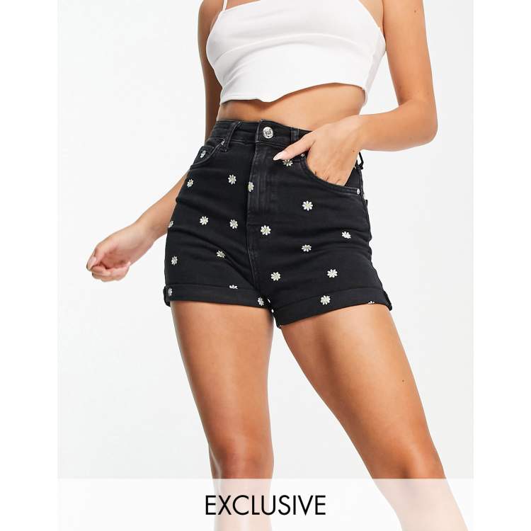 Black embroidered clearance shorts