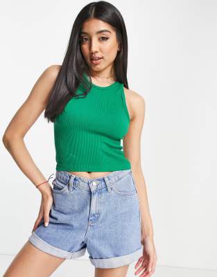 Stradivarius - Débardeur côtelé sans coutures - Vert | ASOS