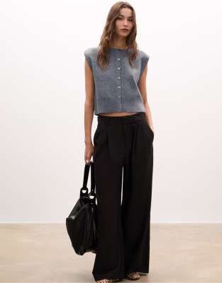 Stradivarius - Débardeur en maille à épaulettes - Gris foncé