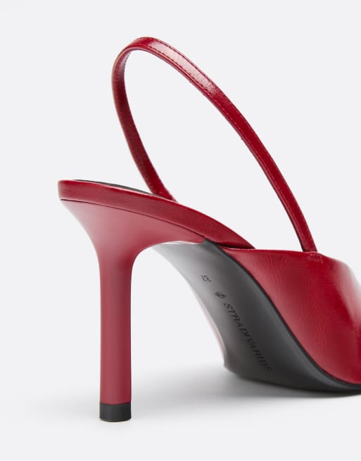 Stradivarius décolleté slingback con tacco a spillo e scollo a V rosse, 6 di 6
