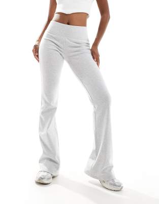 Stradivarius Deep Waistband Sculpt Flares In Gray