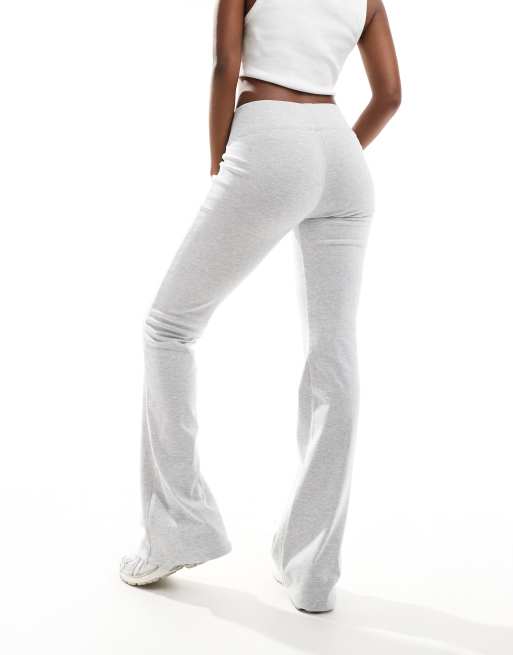 Stradivarius deep waistband sculpt flares in gray