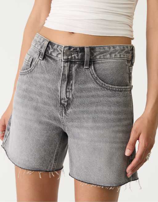 Stradivarius denim bermuda shorts in washed black, 2 of 4