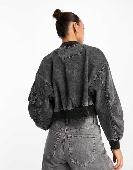 Stradivarius black clearance denim jacket