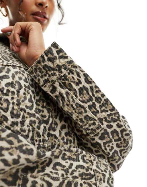 Denim jacket with animal print hotsell