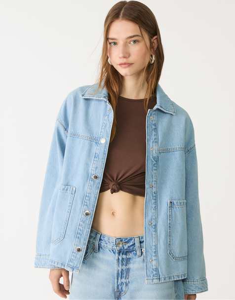 Stradivarius Denim jacket with pockets in light blue - view 1