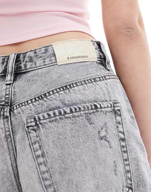 Stradivarius denim jort in washed gray