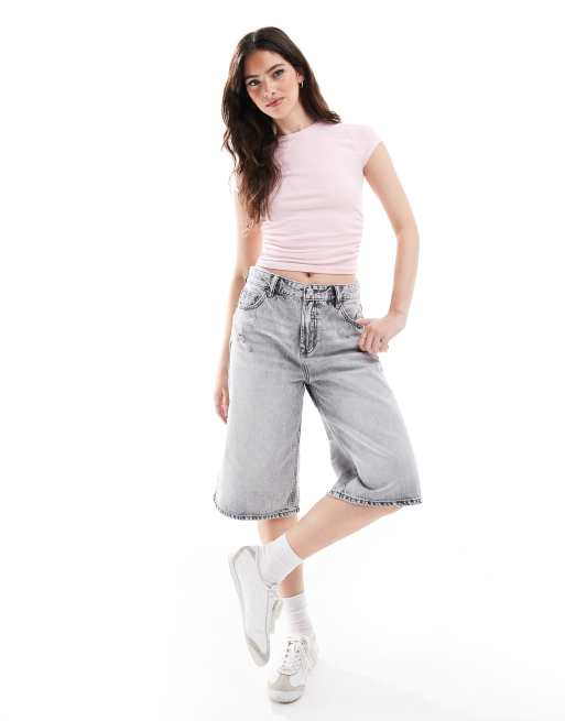 Stradivarius denim jort in washed gray