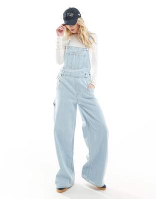 Stradivarius denim jumpsuit in light blue