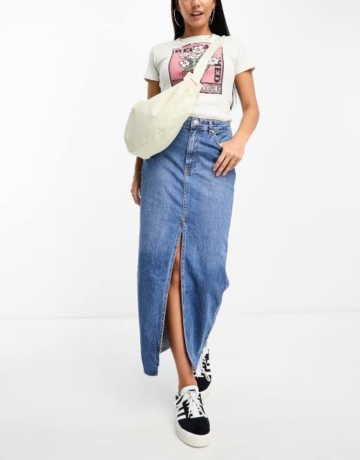 Denim midi skirt 2025 with front split