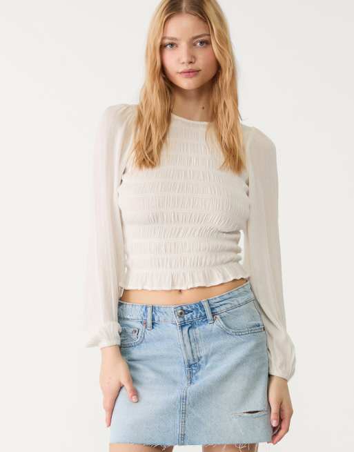 Stradivarius - Denim mini rok in blauw