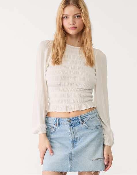 Stradivarius denim mini skirt in blue denim