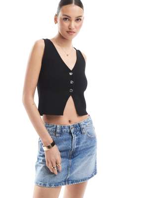 Stradivarius Denim Mini Skirt In Blue