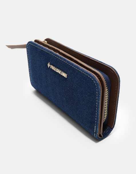 Stradivarius - Denim portemonnee met rits in medium blauw - view 1