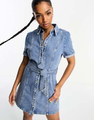 denim shirt dress in light blue