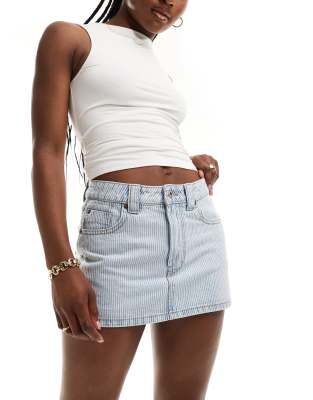 Stradivarius Denim Skort In Stripe-blue