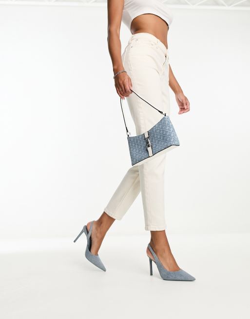 Stradivarius - Denim slingback schoenen met hak in blauw, 2 van 4