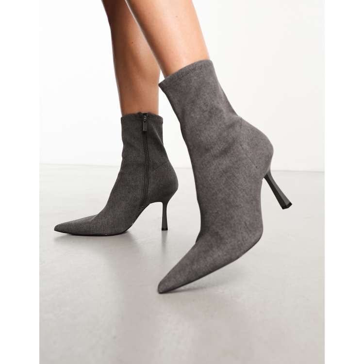 Stradivarius denim sock boot in gray wash ASOS
