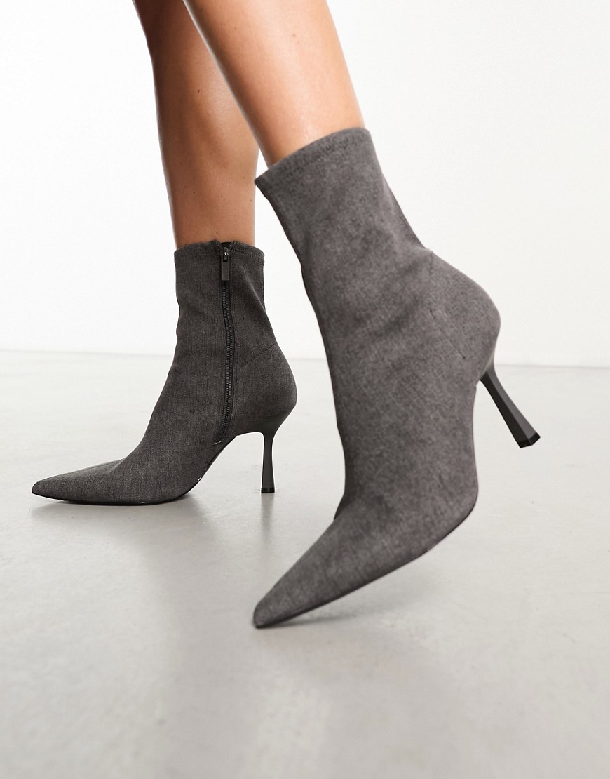 Stradivarius denim sock boot in grey wash