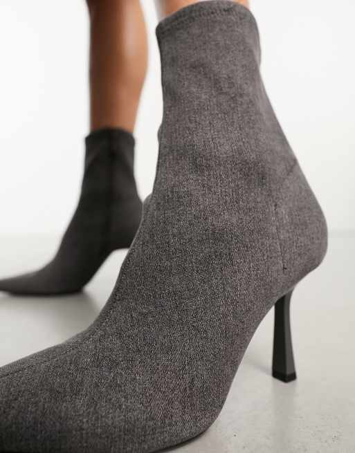 Stradivarius denim sock boot in grey wash