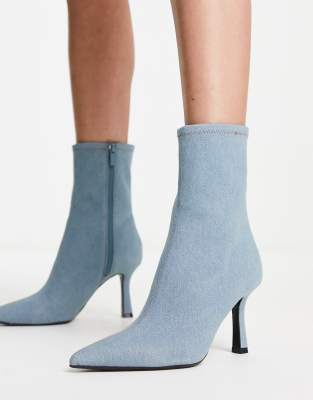 Stradivarius denim sock boot in light blue  - ASOS Price Checker