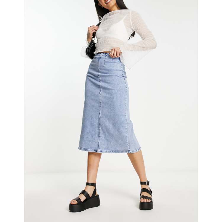 Stradivarius seamless black denim skirt