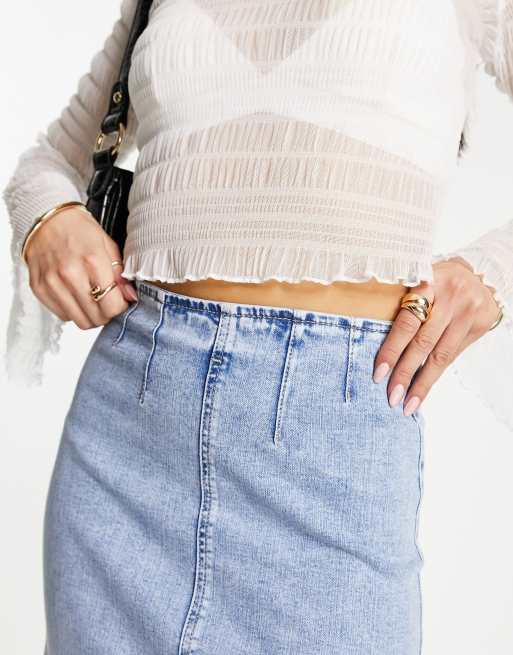 Light blue clearance denim skirt outfit