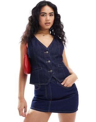 denim vest in indigo wash-Blue