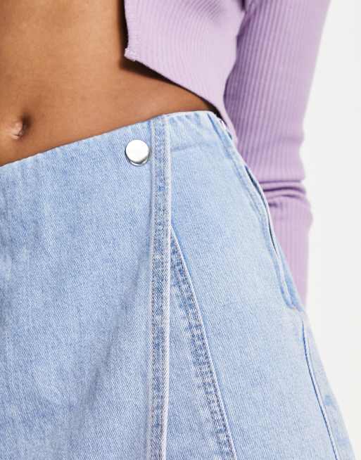Light denim wrap on sale skirt