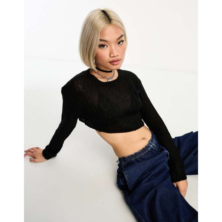 Black knit shop cropped sweater