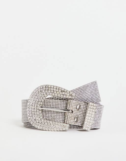 Stradivarius diamante belt in silver ASOS