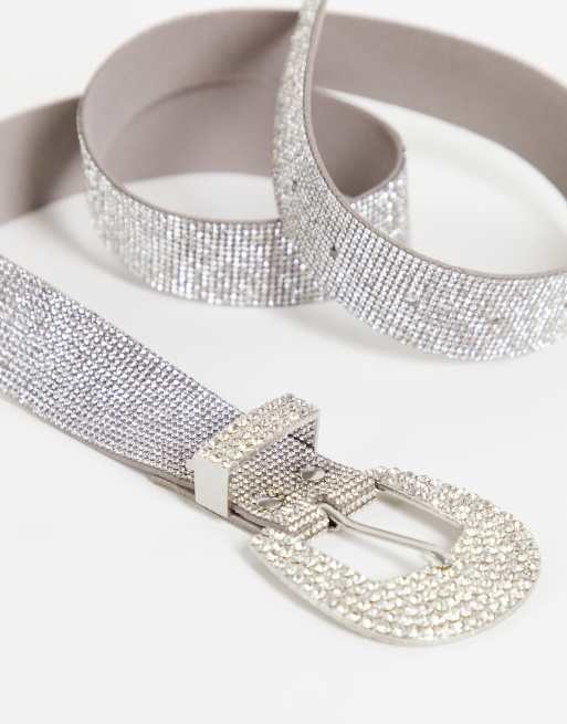 Silver diamante belt sale