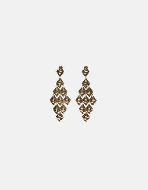 Stradivarius Diamond-shaped earrings in gold - view 1