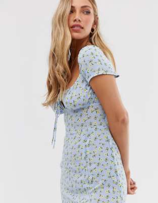 ditsy floral sweetheart neck dress